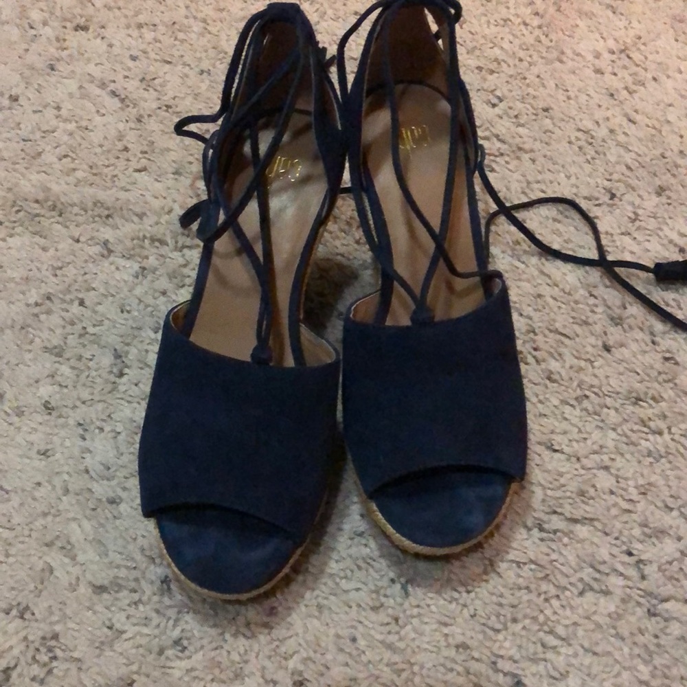 Cabi peep ties navy wedges.  Wore 1 time
